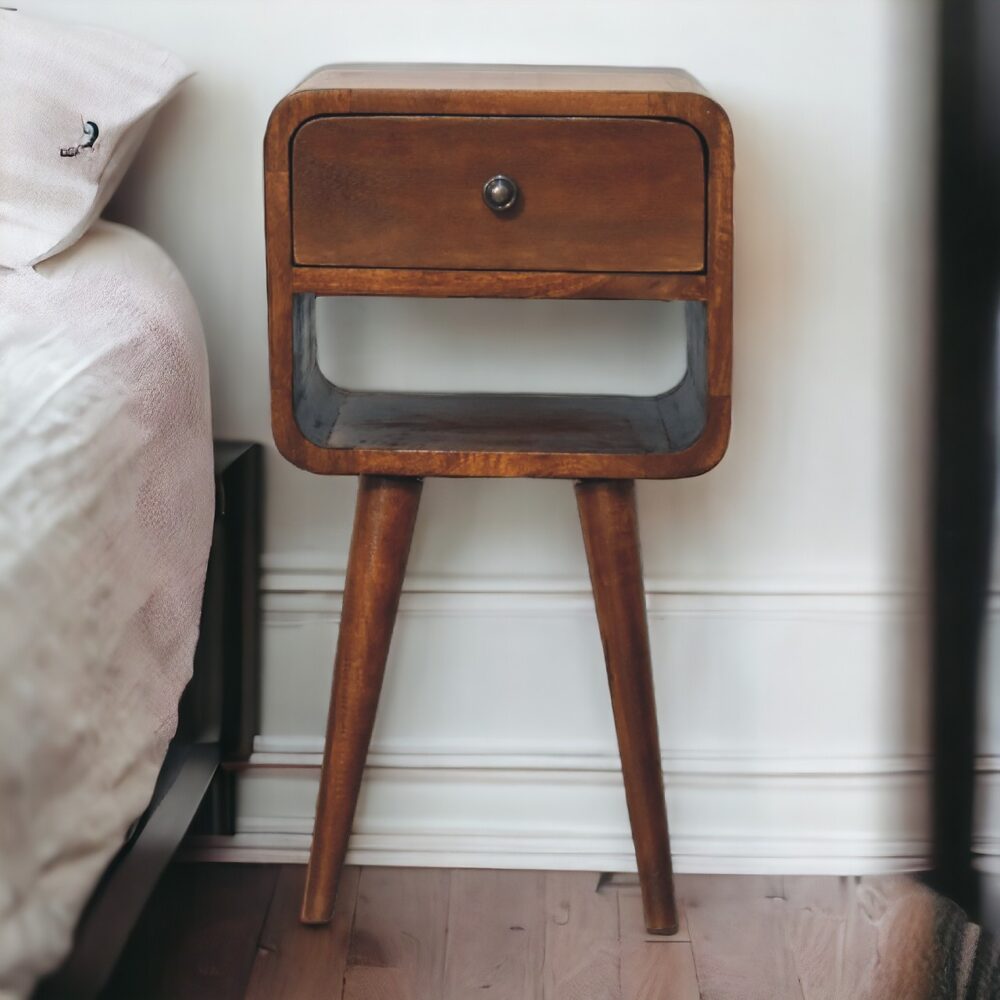Mini Chestnut Curve Lower Nightsand - Image 11