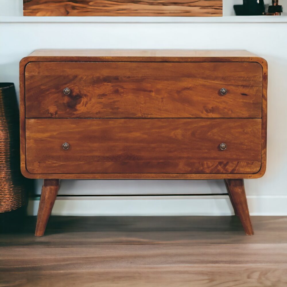 2 Drawer Curved Chestnut Chest - Image 11