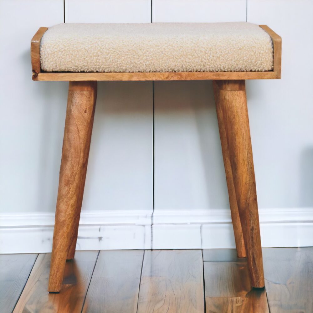 Boucle Cream Tray Style Footstool - Image 11