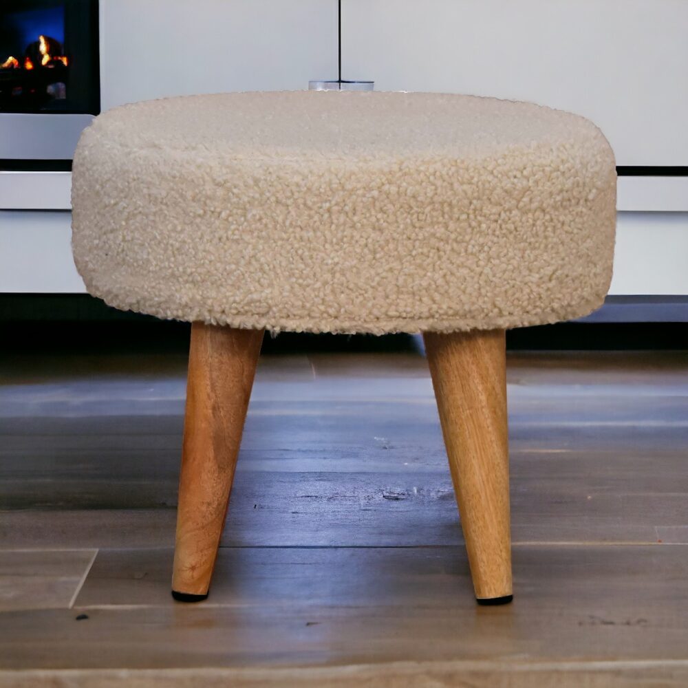 Cream Boucle Petite Footstool - Image 11