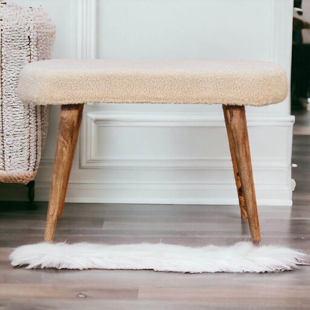 Cream Boucle Nordic Bench - Image 11