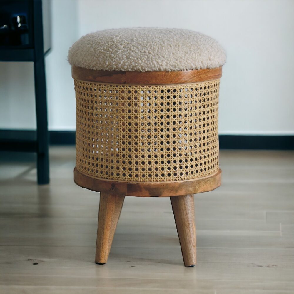 Cream Boucle Larissa Footstool - Image 10