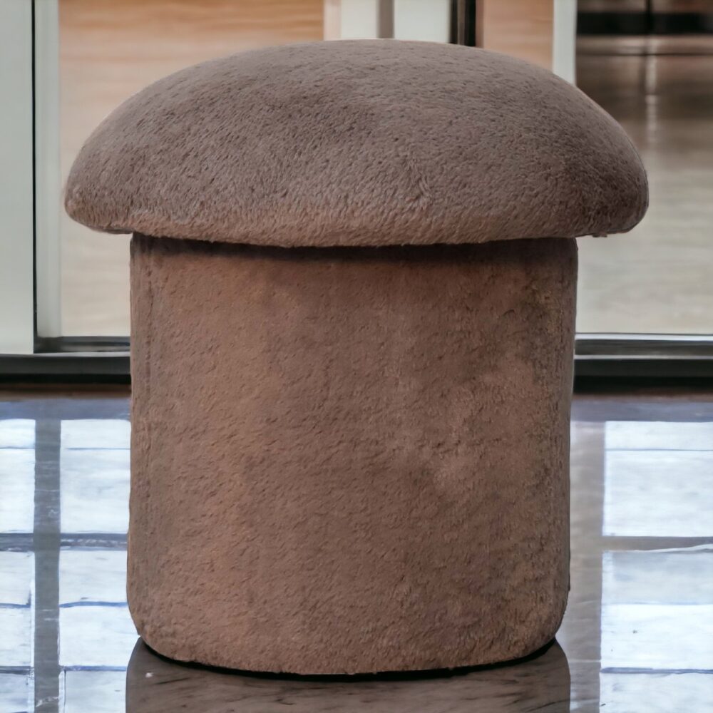 Mocha Faux Fur Mushroom Footstool - Image 10