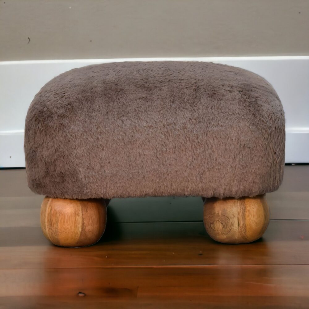 Mocha Faux Fur Nordic Footstool - Image 12