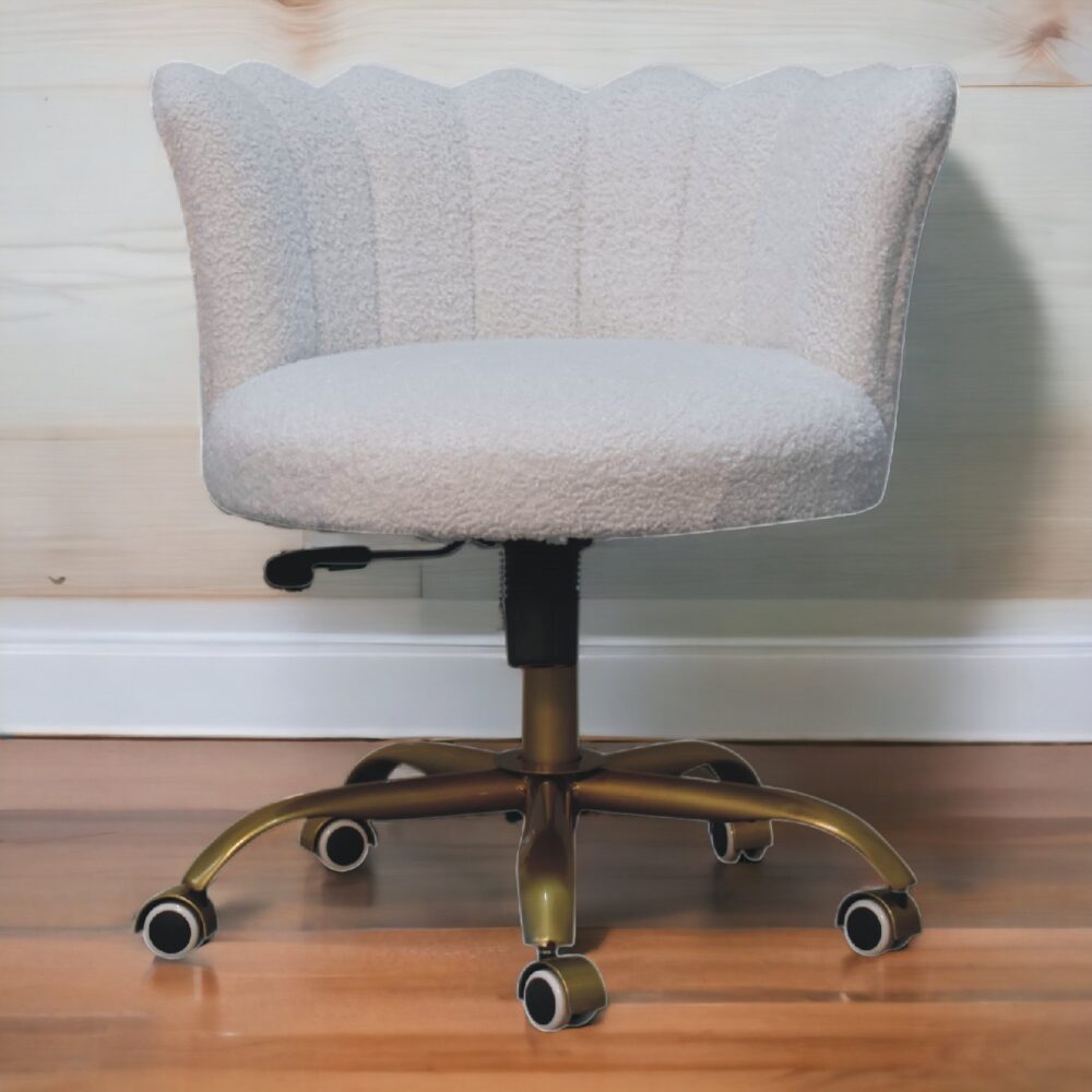 White Boucle Swival Chair - Image 10