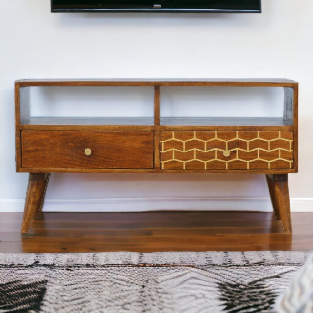 Gold Art Pattern Drawer Media Unit - Image 12