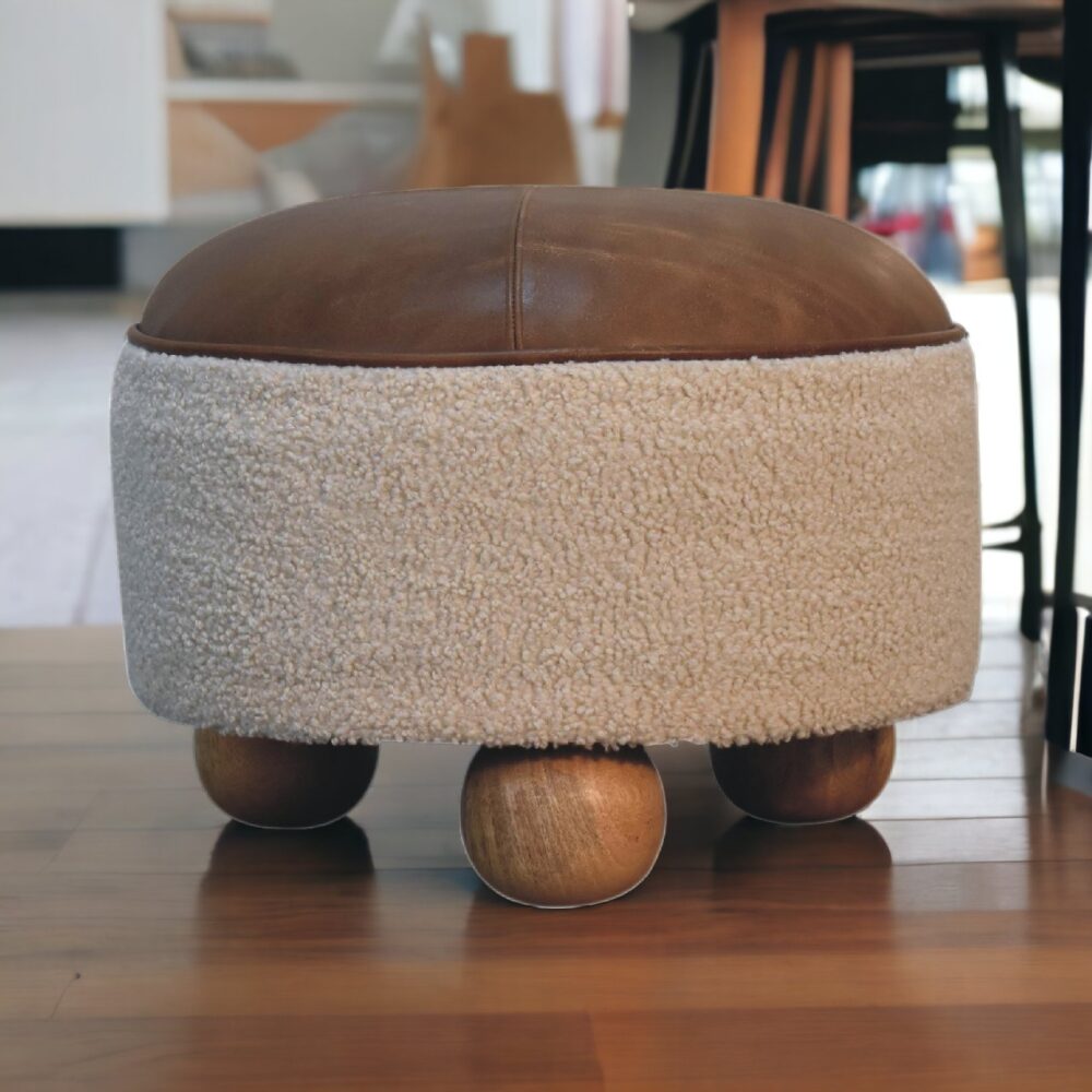 Cream Boucle Buffalo Footstool - Image 10