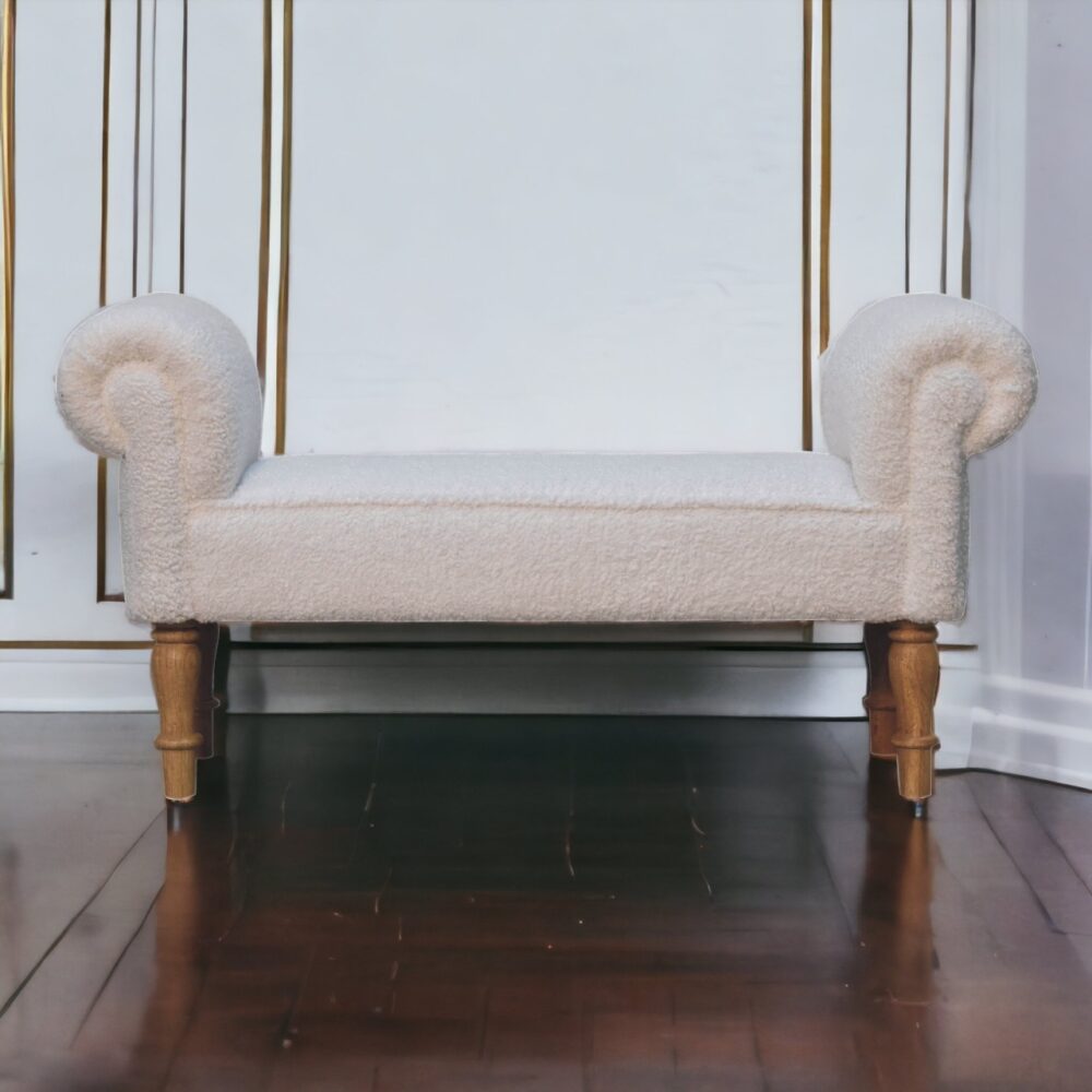White Boucle Bedroom Bench - Image 12
