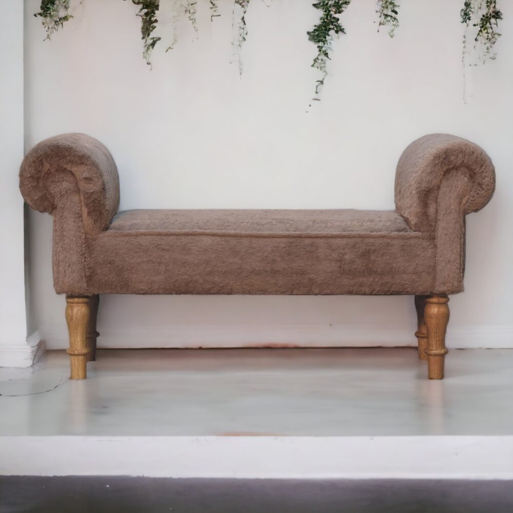 Mocha Faux Fur Bedroom Bench - Image 12