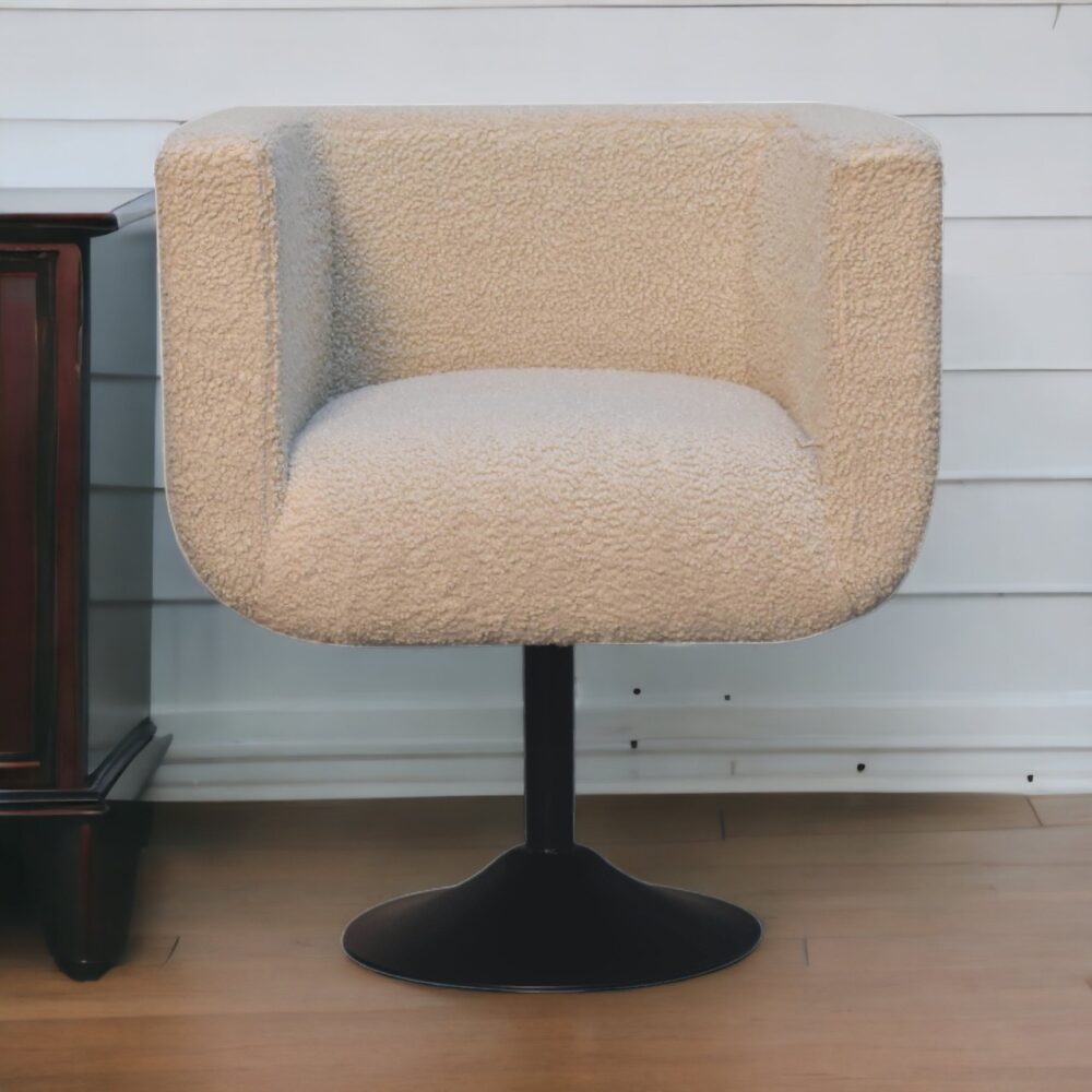 Cream Boucle Swivel Chair - Image 12