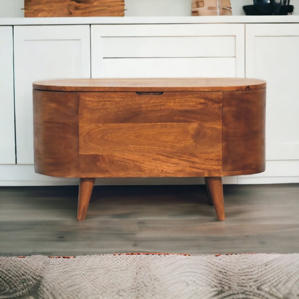 Chestnut Rounded Lid up Blanket Box - Image 12