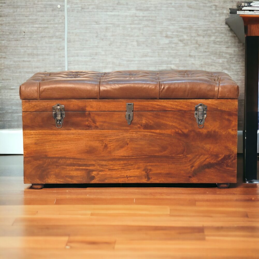Buffalo Hide Chestnut Storage Trunk - Image 11