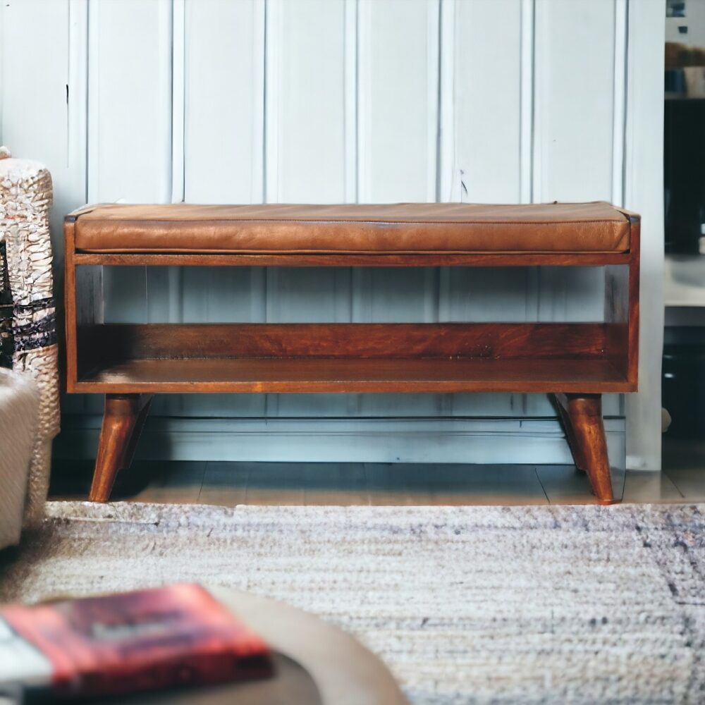 Chestnut Bench with Brown Leather Seatpad - Image 11