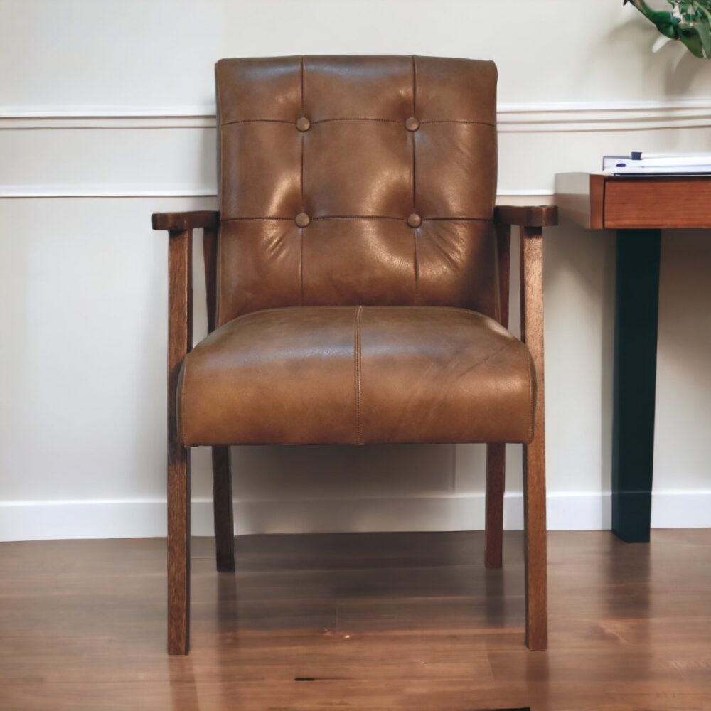 Brown Buffalo Leather Chair - Image 11