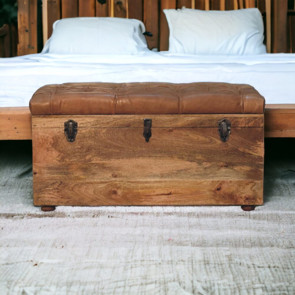 Buffalo Hide Oak-ish Storage Trunk - Image 11