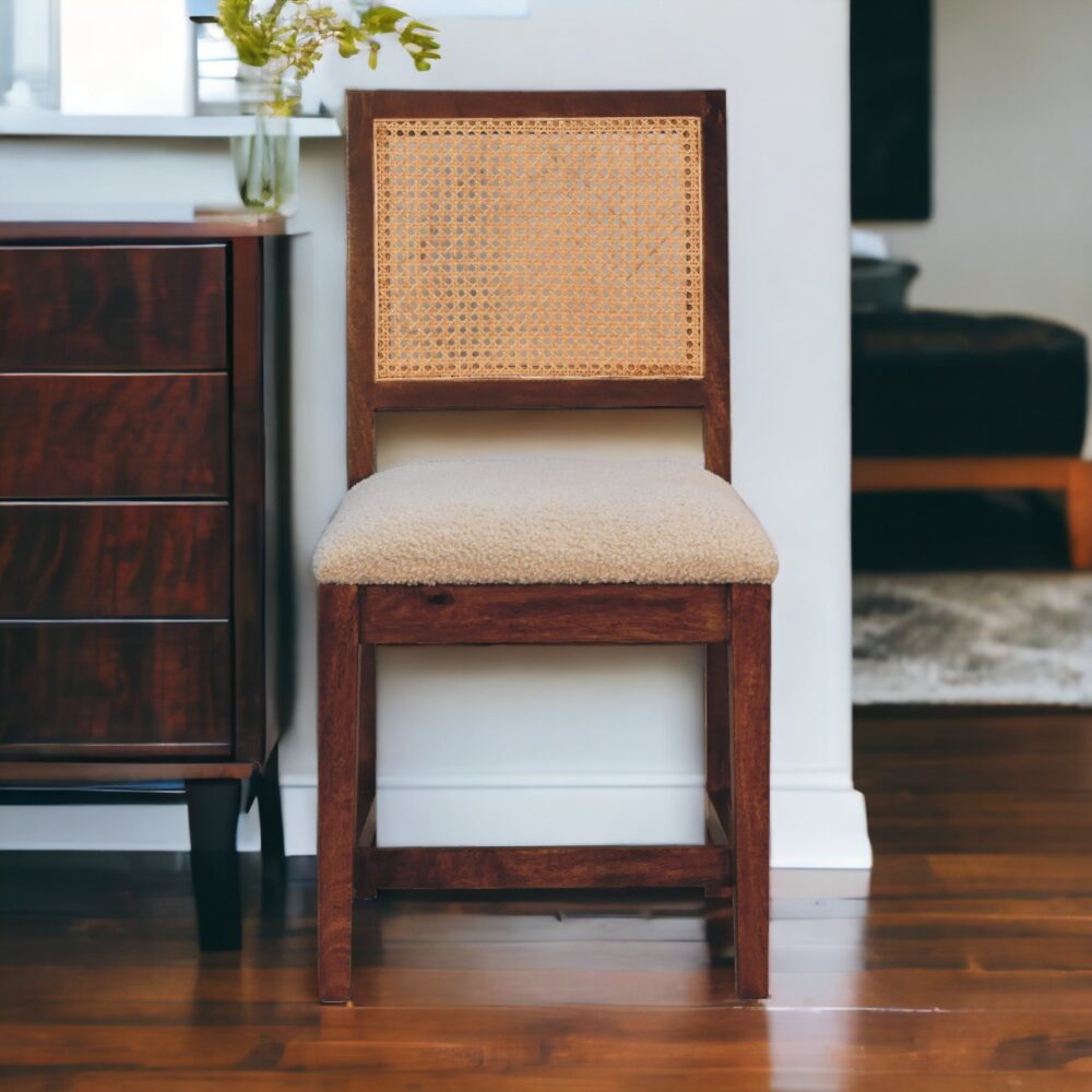 Cream Boucle Rattan Chair - Image 11