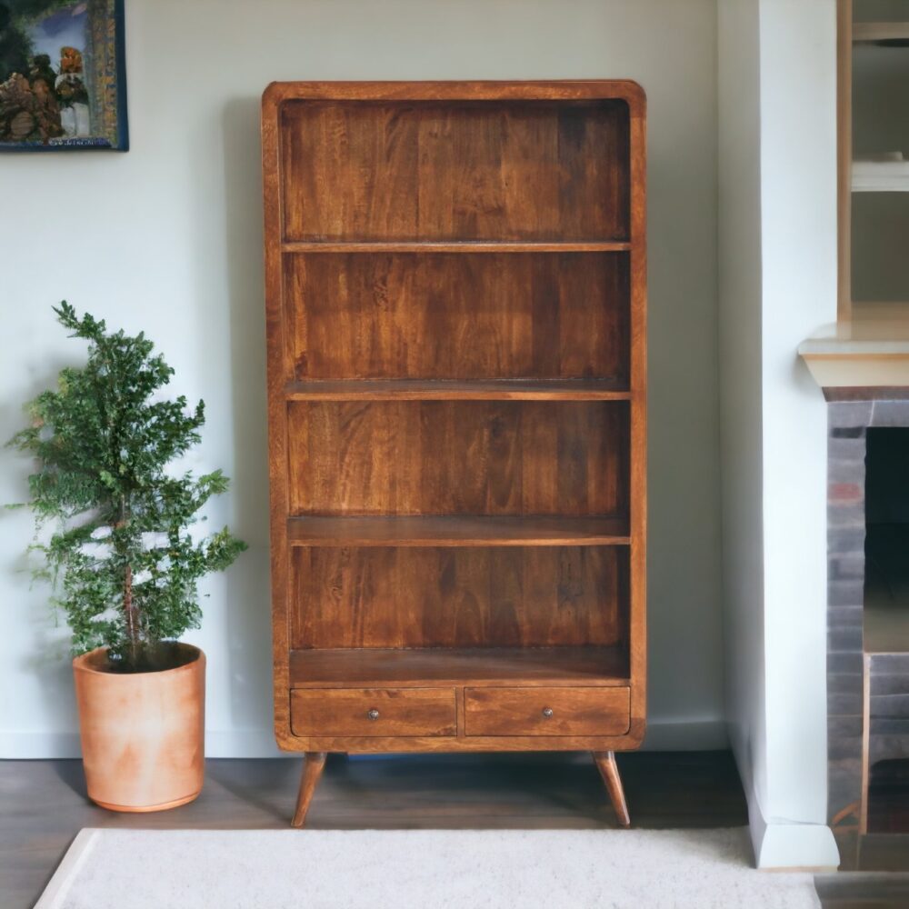 Curved Chestnut Bookcase - Image 11