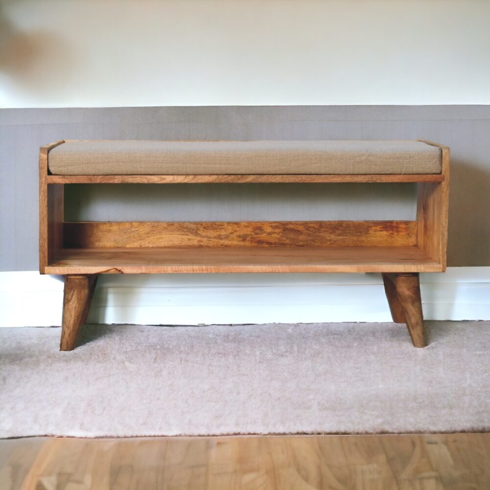 Oak-ish Nordic Storage Bench With Mud Linen - Image 10