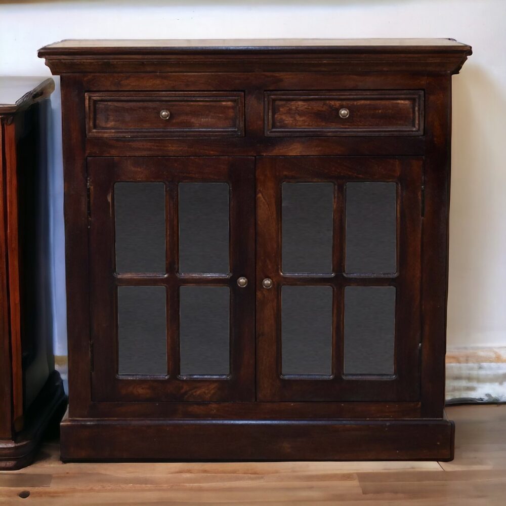 Light Walnut Cabinet with Glazed Doors - Image 10