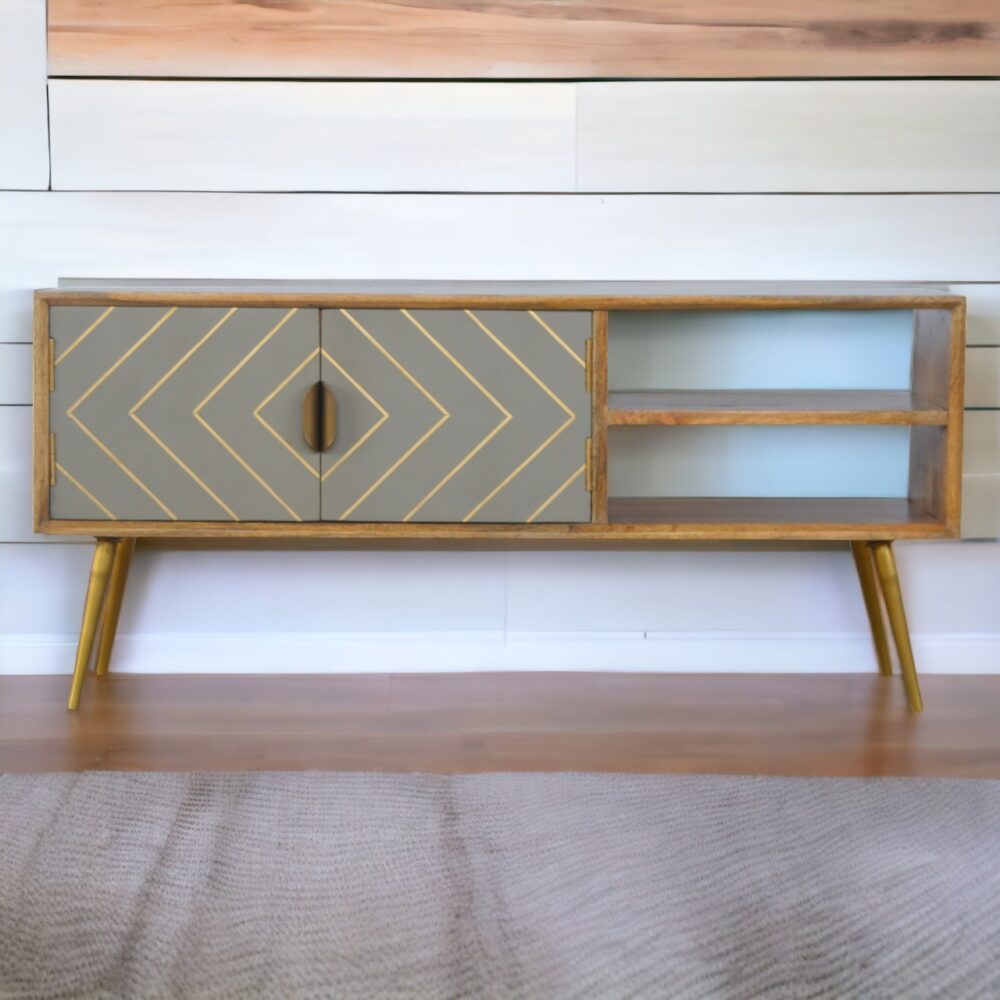 Canada Sleek Cement Brass Inlay Media Unit Suppliers