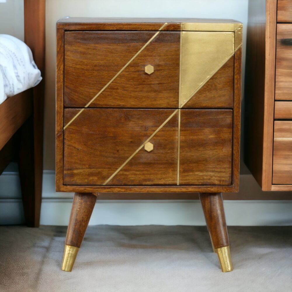 Canada Gold Geometric Chestnut Nightsand Suppliers