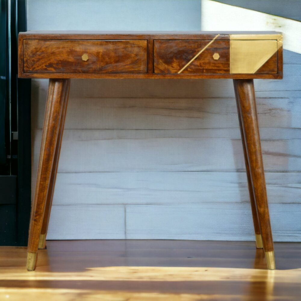 Canada Gold Geo Chestnut Console Table Suppliers