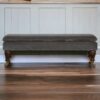 Grey Velvet Bench with Castor Feet - Image 10