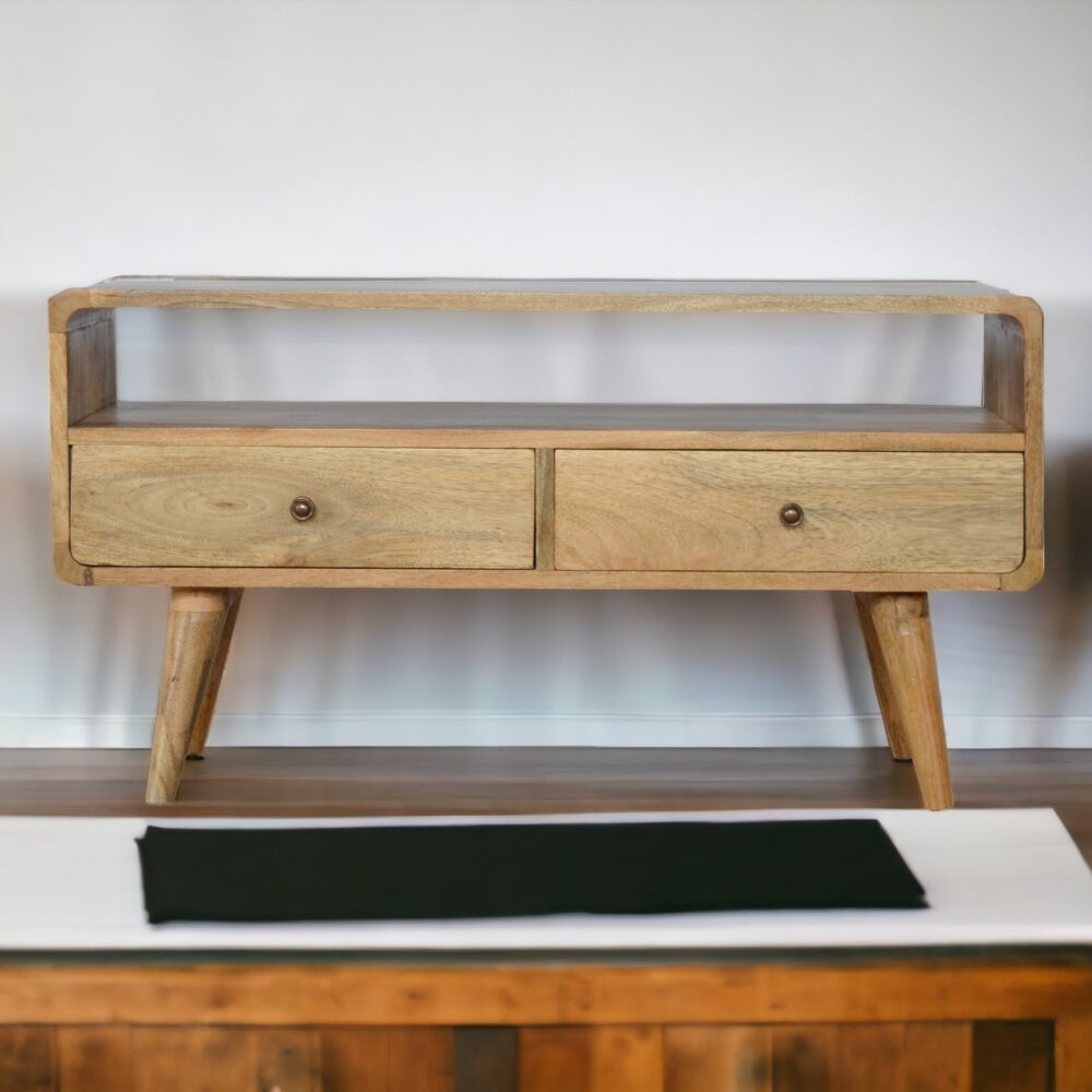 Canada Curved Oak-ish Media Unit Suppliers