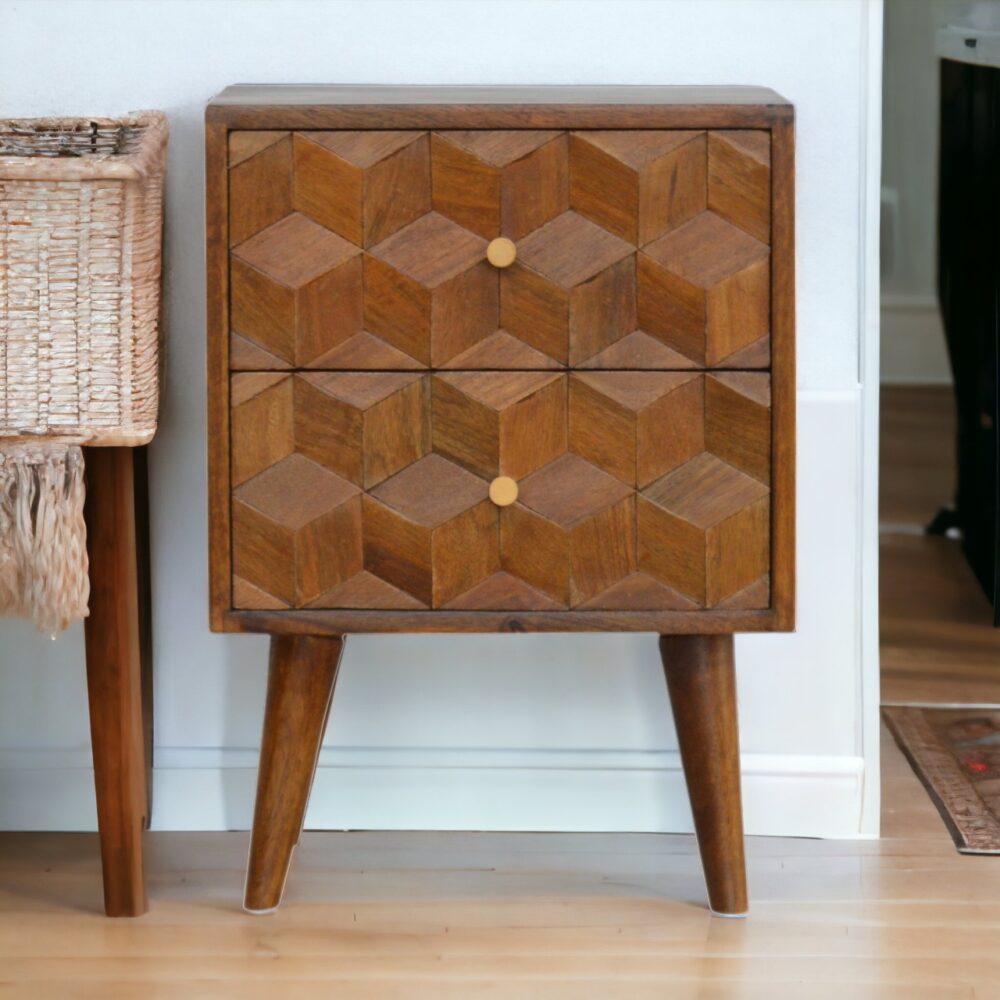 Canada Chestnut Cube Carved Nightsand Suppliers