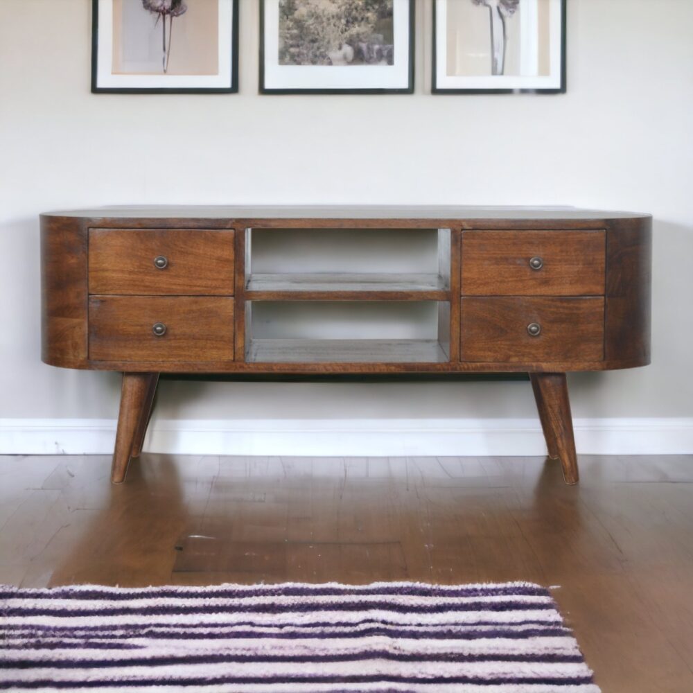 Canada Chestnut Rounded Entertainment Unit Suppliers