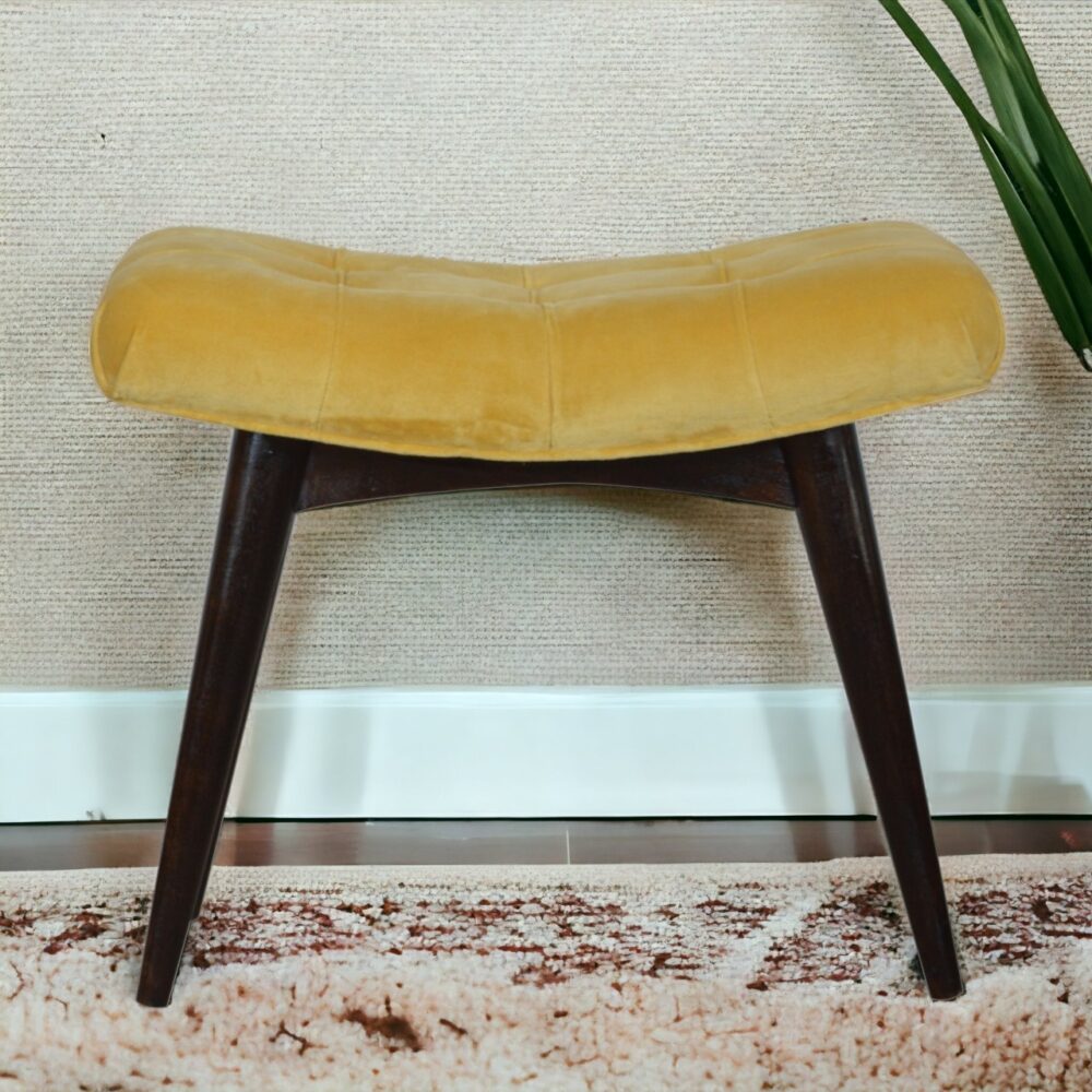 Canada Mustard Cotton Velvet Curved Bench Suppliers