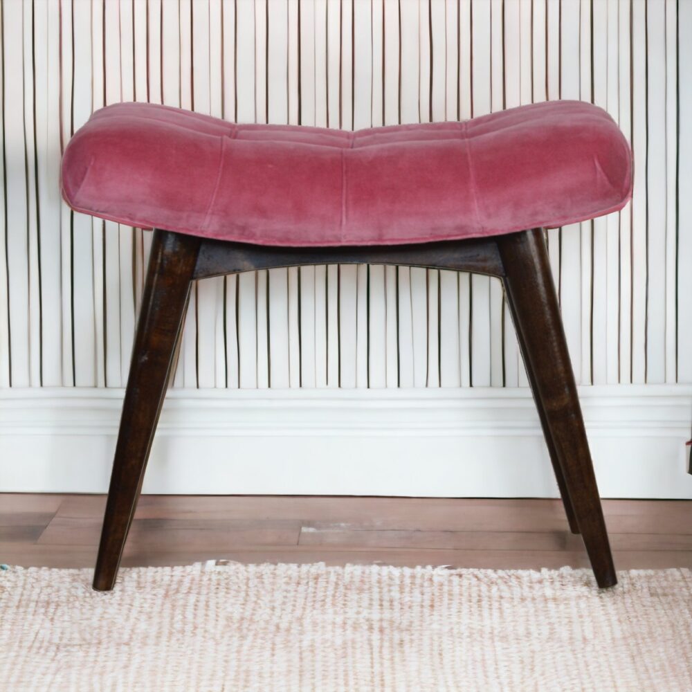 Canada Pink Cotton Velvet Curved Bench Suppliers