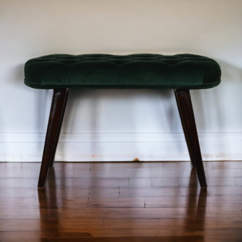 Emerald Velvet Deep Button Bench - Image 12
