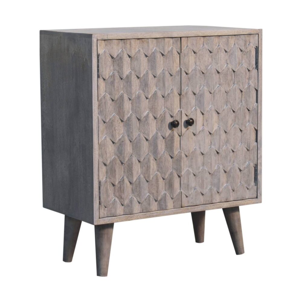 Mini Pineapple Carved Stone Finish Cabinet - Image 4