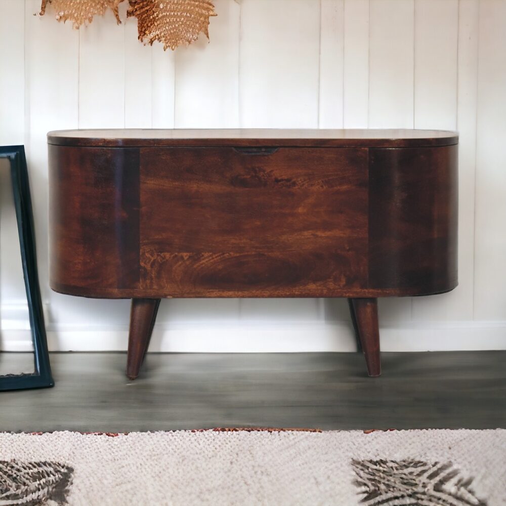 Light Walnut Rounded Lid-up Blanket Box - Image 10