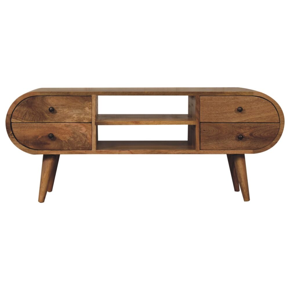 Oak-ish Circular Media Unit with 2 Open Slots - Image 2