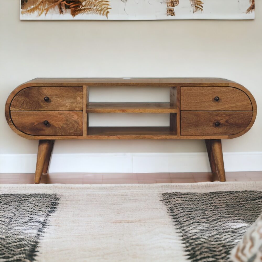 Oak-ish Circular Media Unit with 2 Open Slots - Image 10