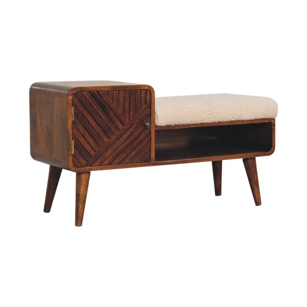 Boucle Carved Chestnut Telephone Table - Image 3