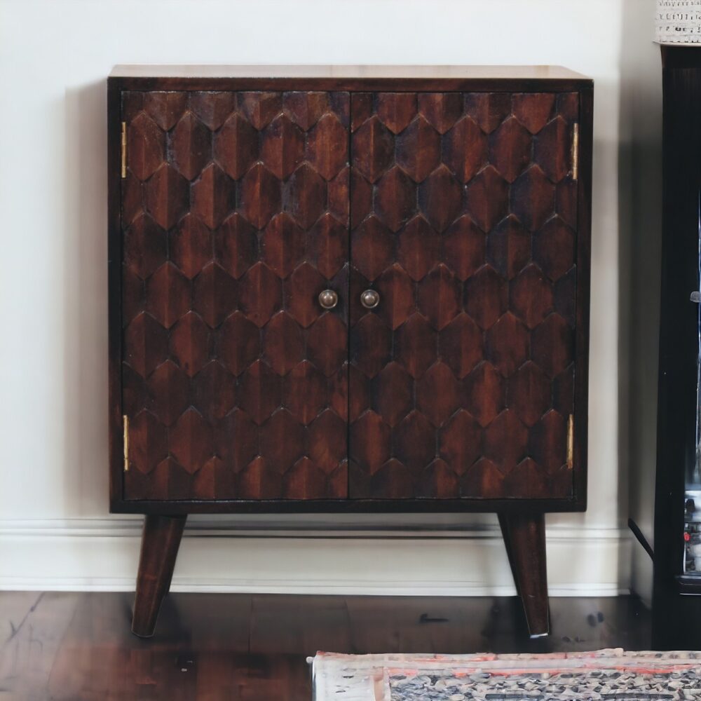 Mini Pineapple Carved Light Walnut Cabinet - Image 10