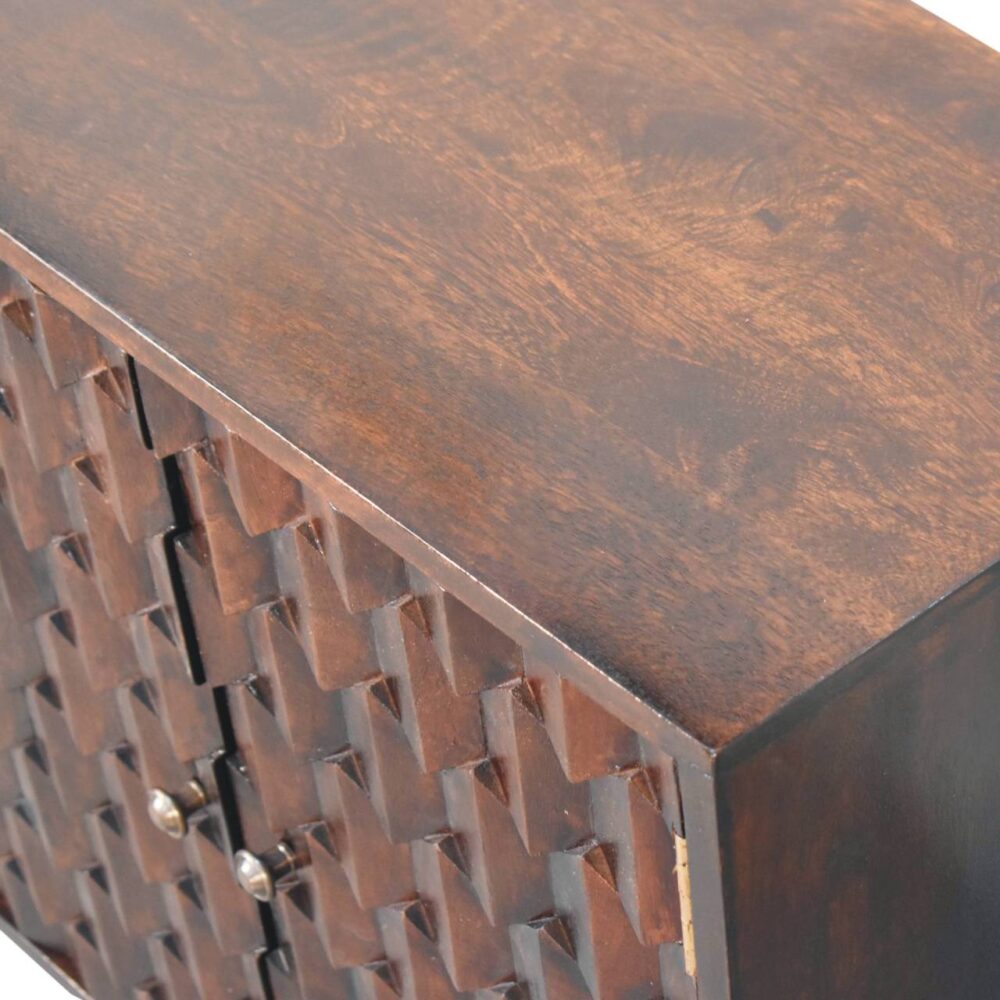 Mini Pineapple Carved Light Walnut Cabinet - Image 6