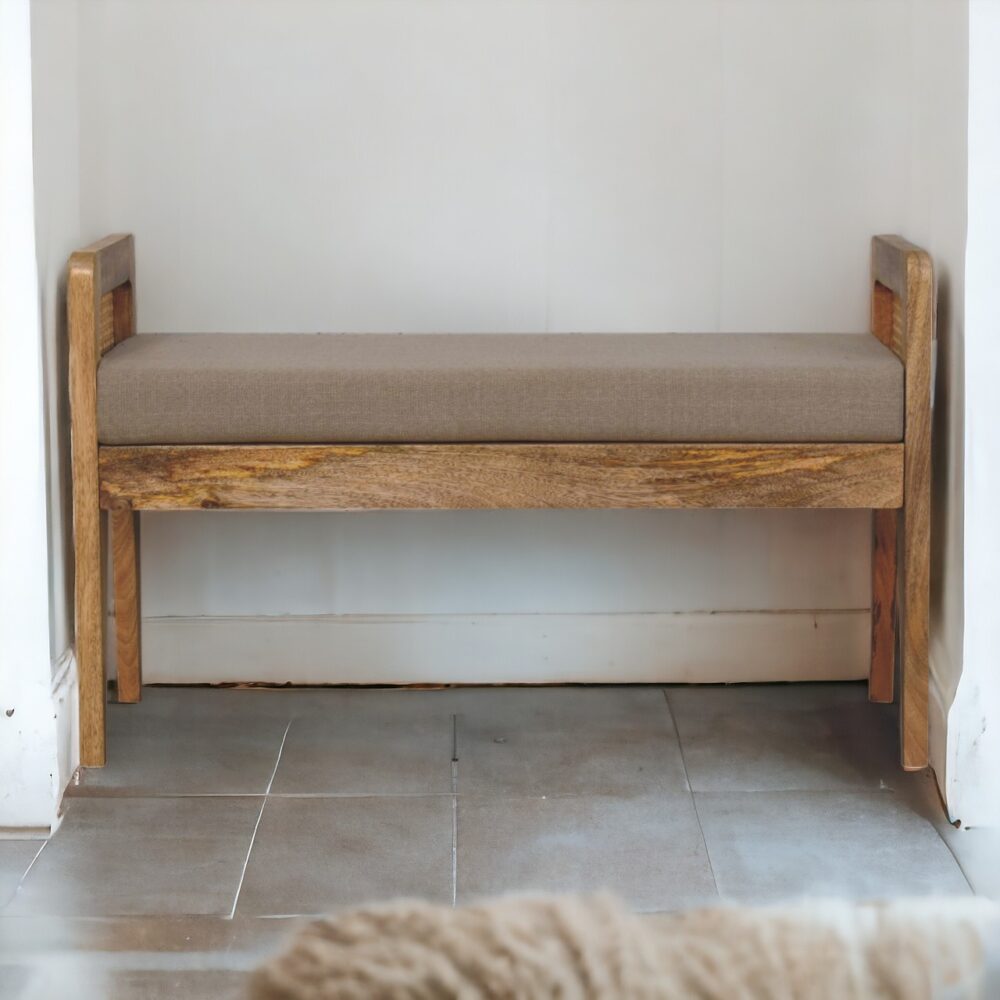 Mud Linen Rattan Bench - Image 10