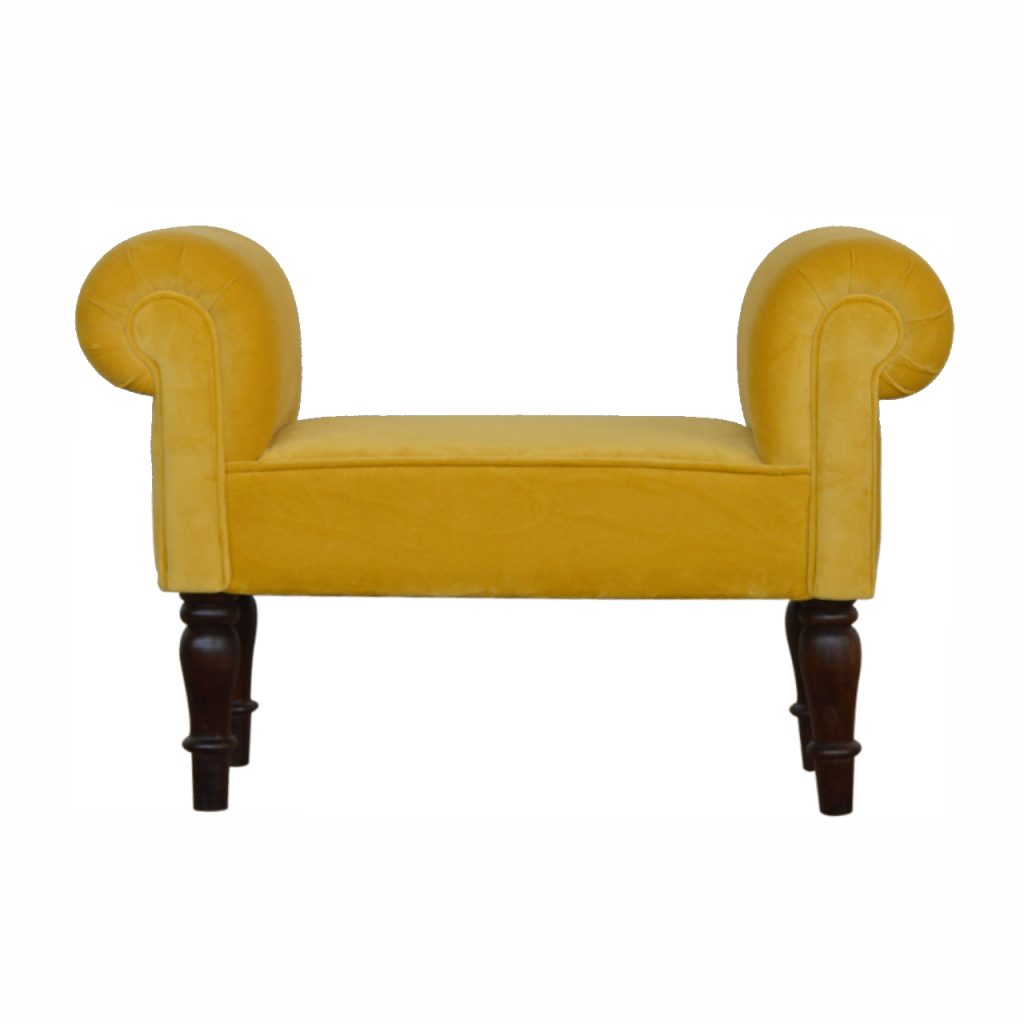 Canada Mini Mustard Velvet Bench Suppliers