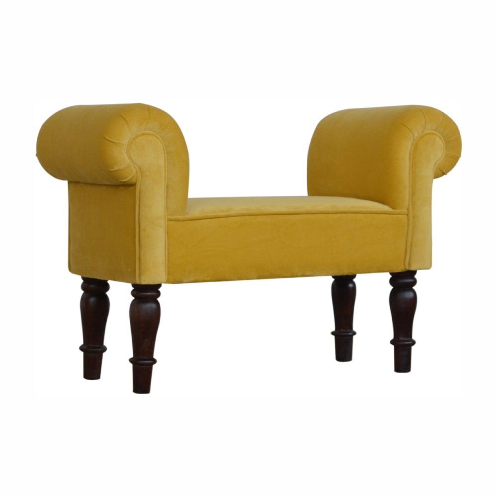 Mini Mustard Velvet Bench - Image 4