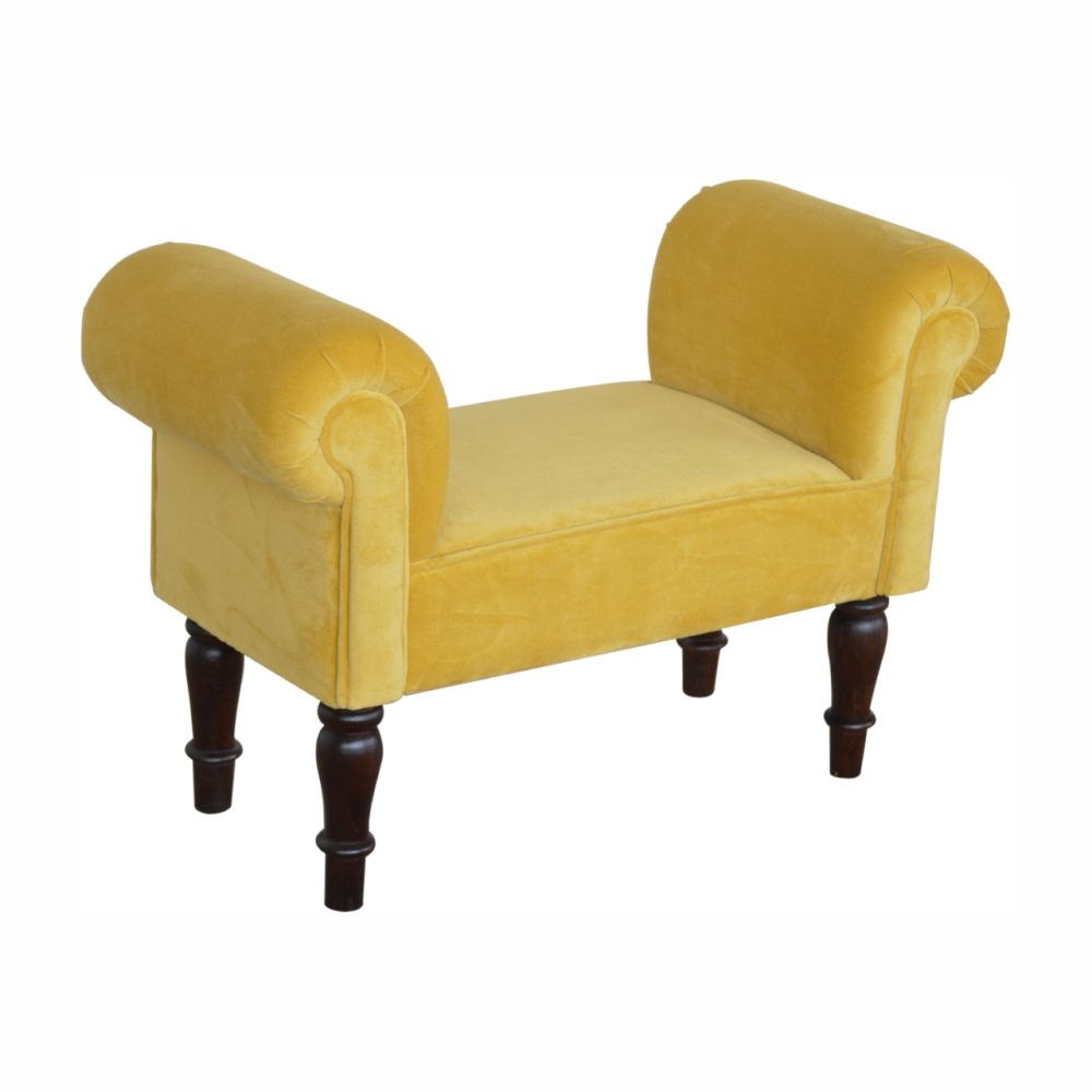 Mini Mustard Velvet Bench - Image 5