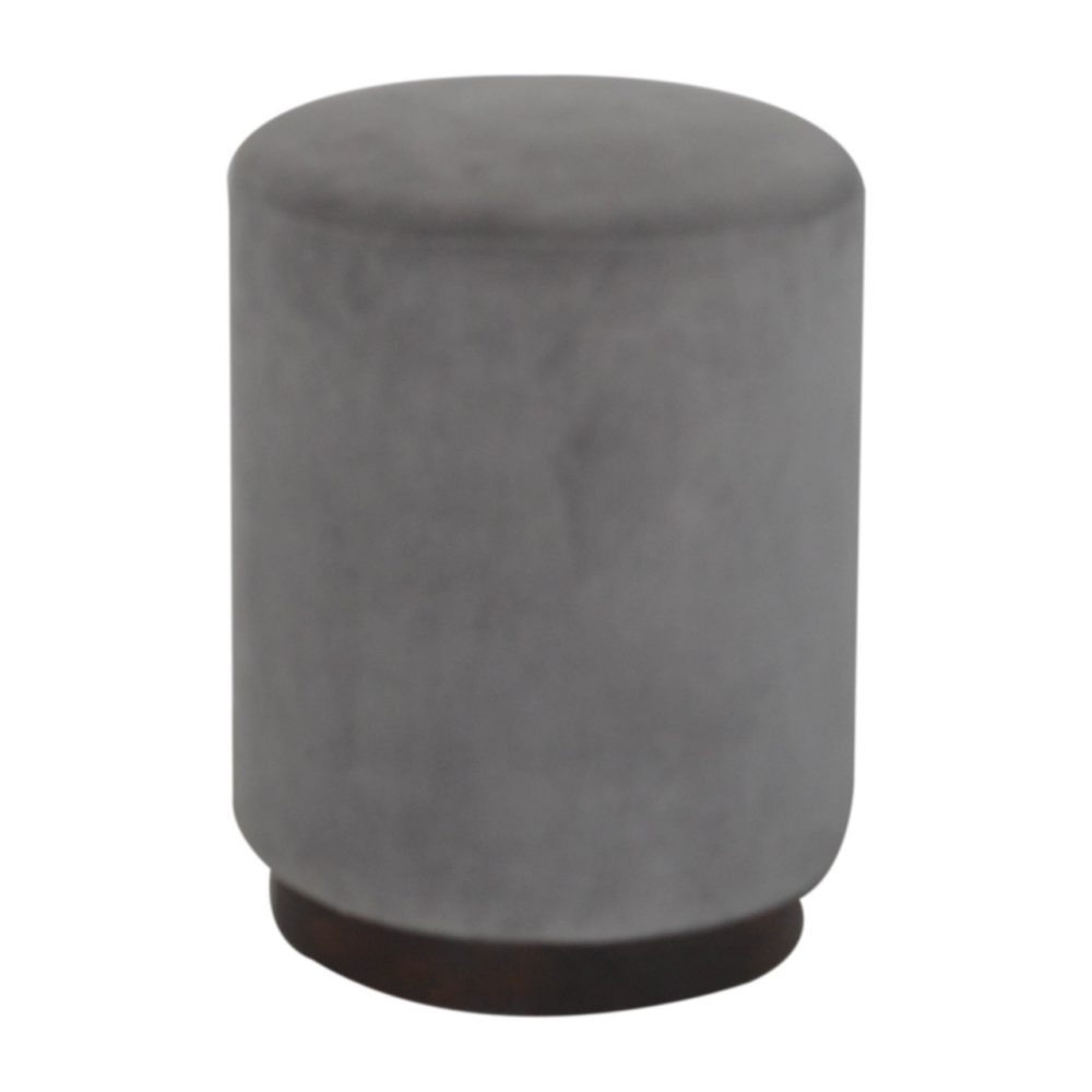 Grey Velvet Wooden Footstool - Image 3