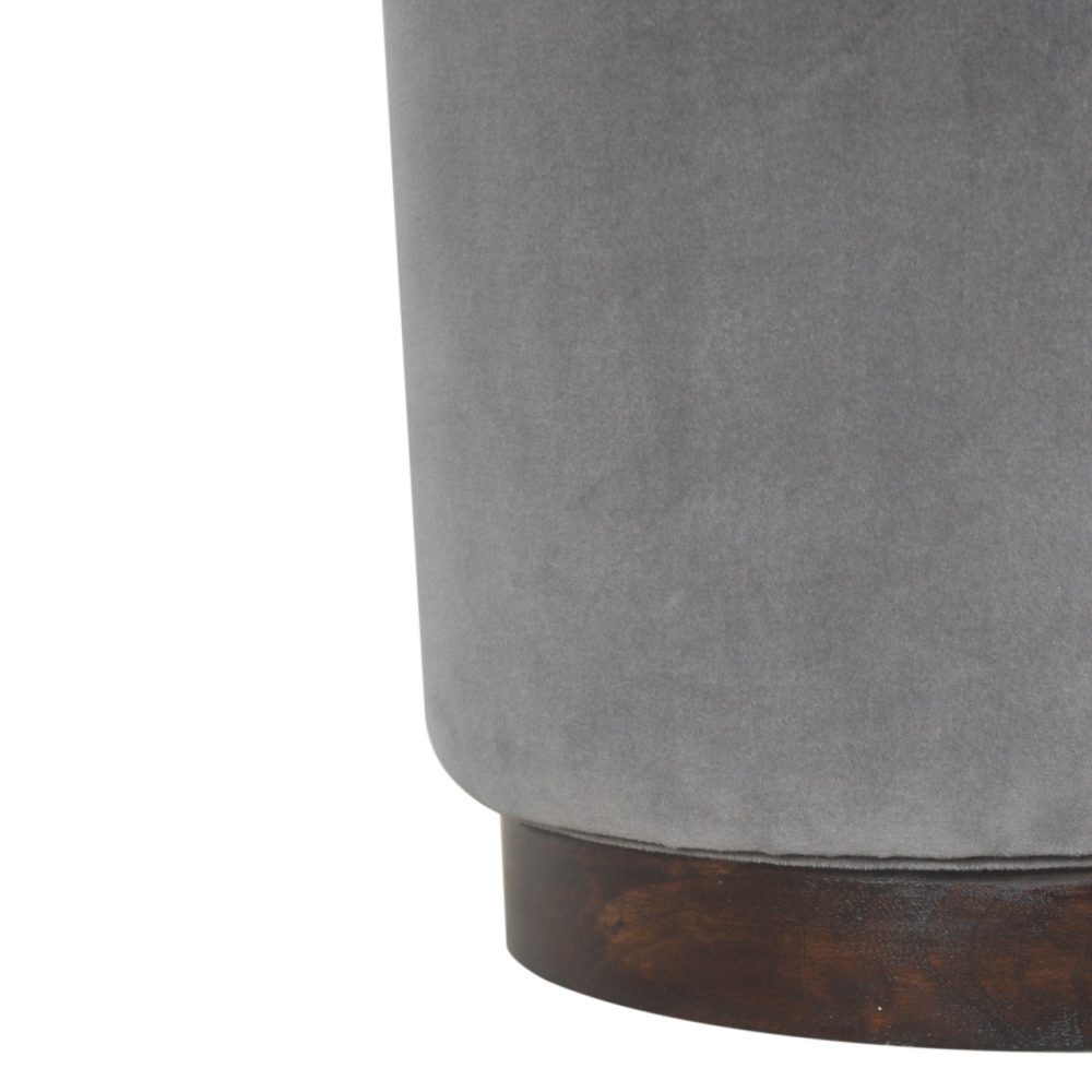Grey Velvet Wooden Footstool - Image 5