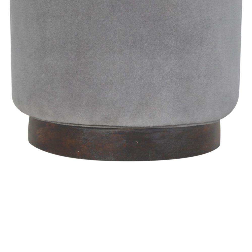 Grey Velvet Wooden Footstool - Image 6
