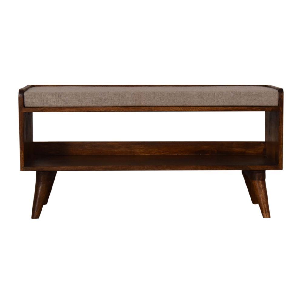 Brown Tweed Seat Pad Bench - Image 2