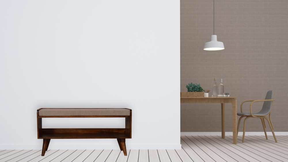 Brown Tweed Seat Pad Bench - Image 10