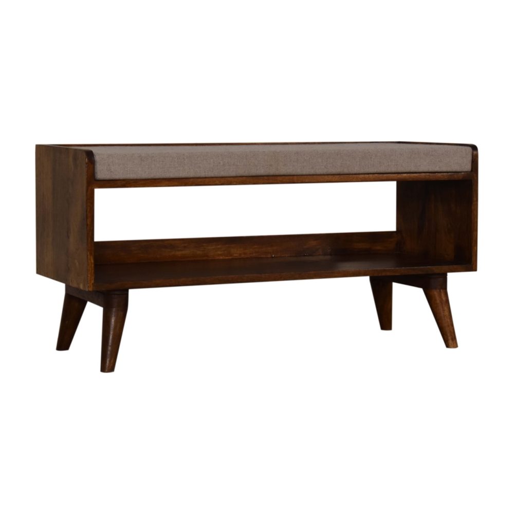 Brown Tweed Seat Pad Bench - Image 3